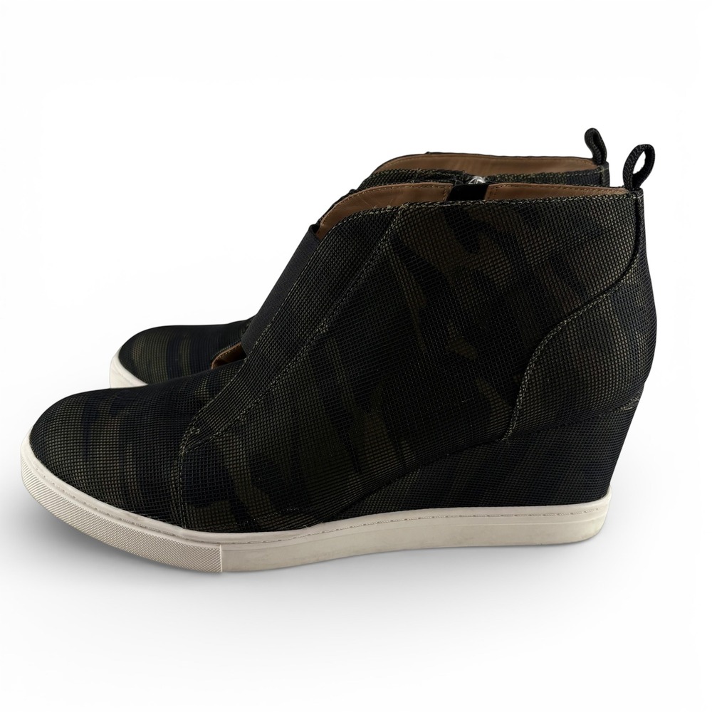 Linea Paolo Women's Size 11 Camo Wedge Sneakers Black Green High Top Zip Up - Picture 2 of 10
